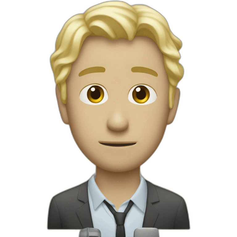 blonde sevillian male journalist listening to Radiohead emoji