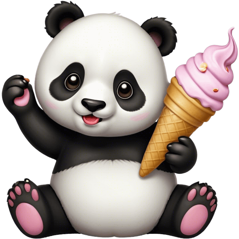 Panda eating ice cream emoji