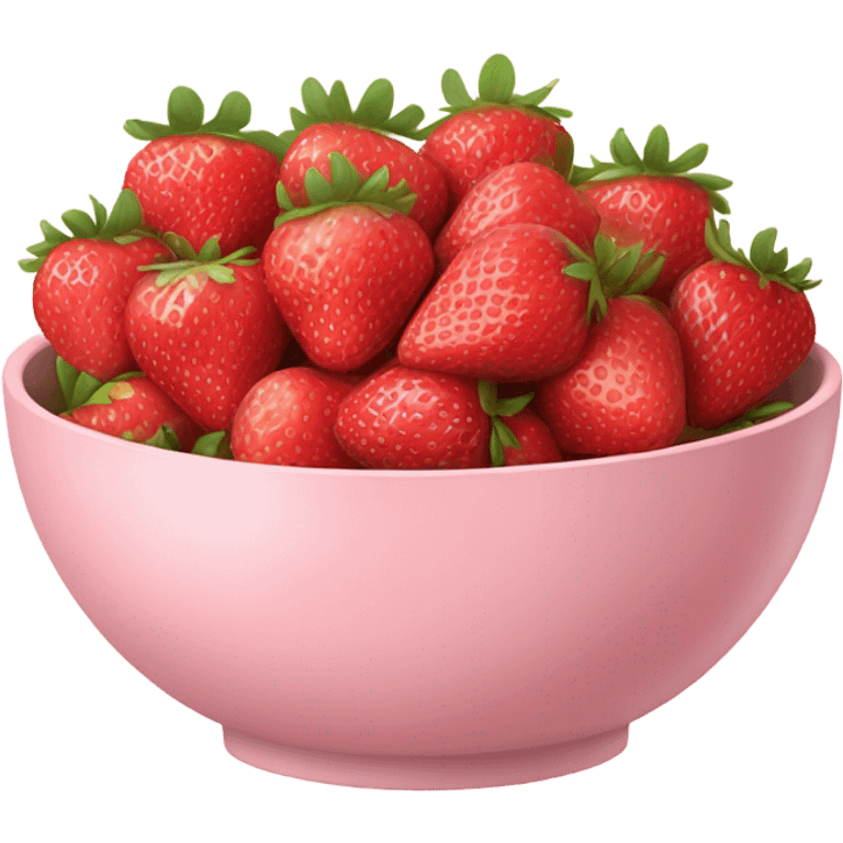 large fancy pastel pink bowl of strawberries emoji