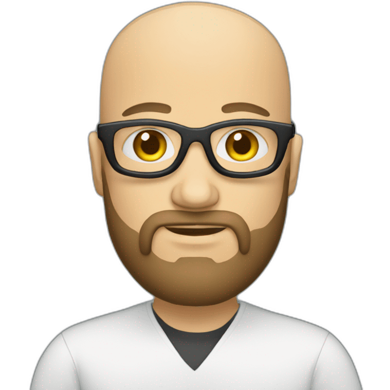 bald white developer with beard programming on his computer emoji