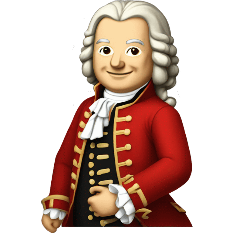 johann sebastian bach standing with red jacket smiling emoji