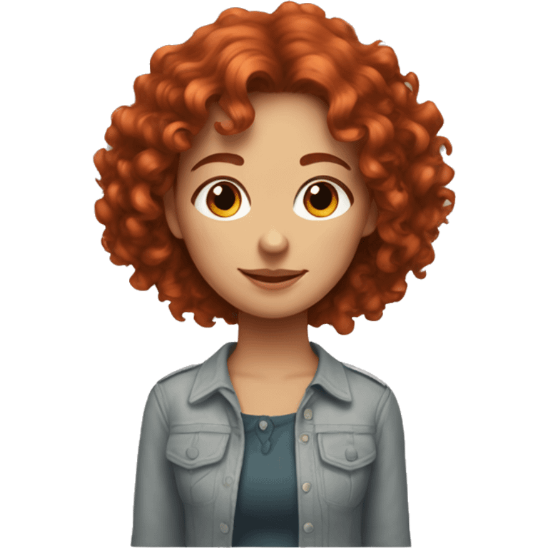 girl, red-haired, curly hair, medium length in a top emoji