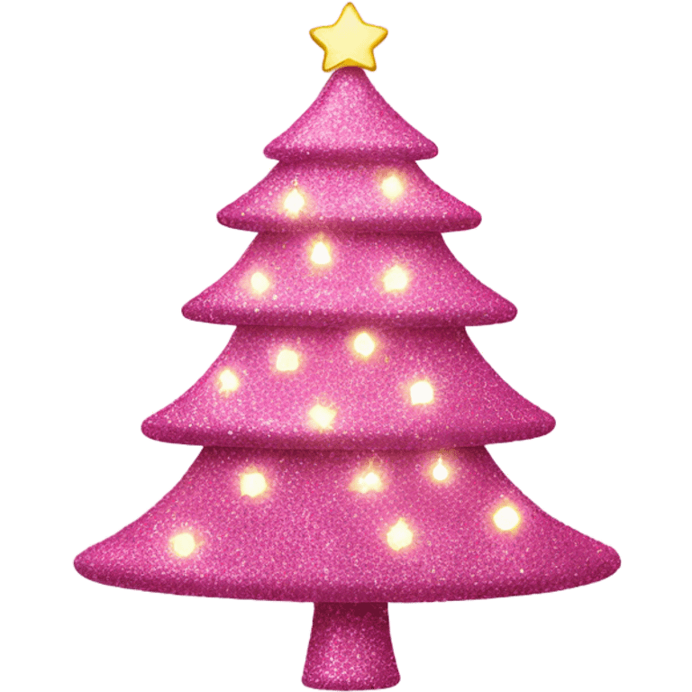 Pink Christmas tree with glitter and lights emoji