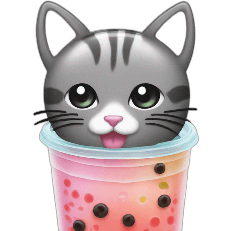 A bubble tea with a cat lid emoji