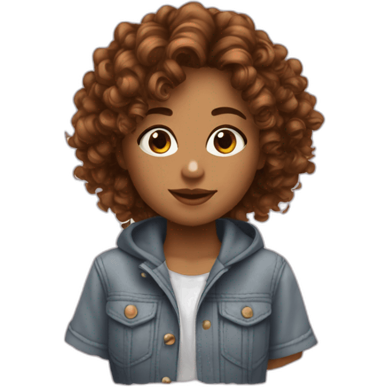 Y2k girl with brown curly hair emoji