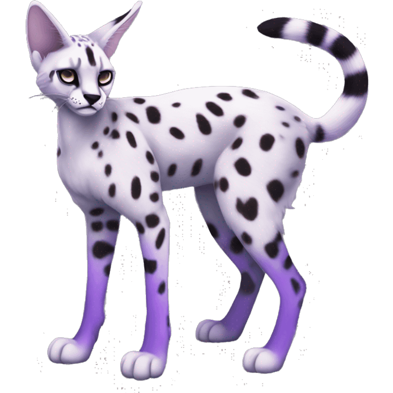 Epic Edgy Black Purple White ethereal Serval-Fionbri-Vernid full body emoji