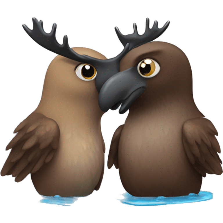 moose hugging a wet owl emoji