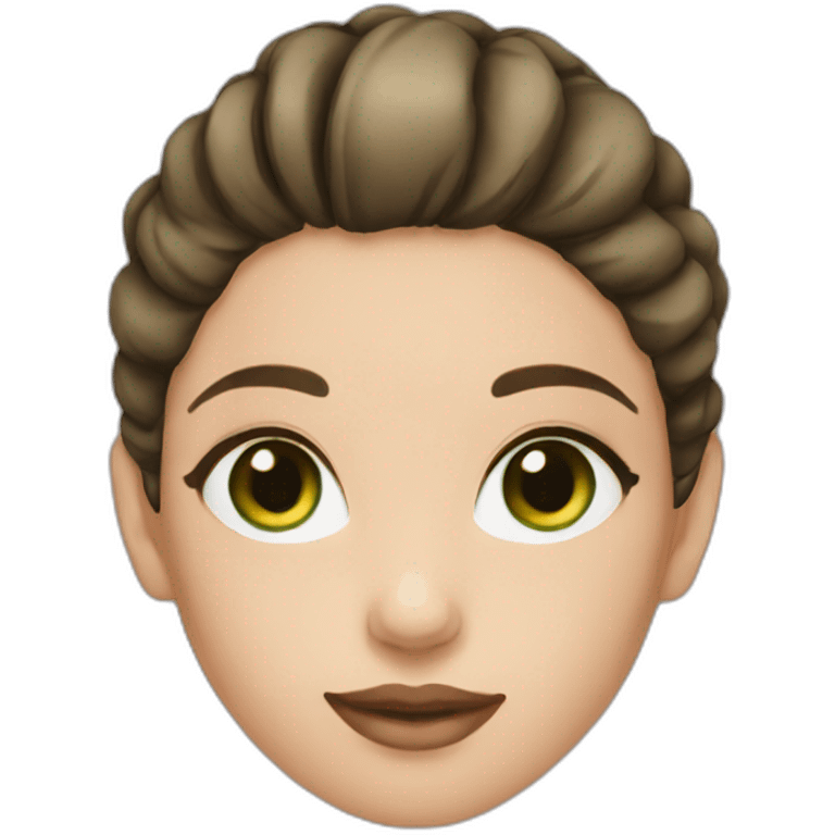 girl with green eyes, with bun and brunette hair emoji