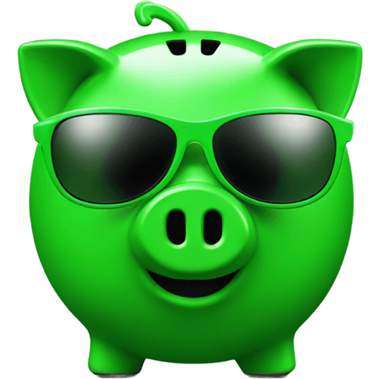 green piggybank with green sunglasses emoji