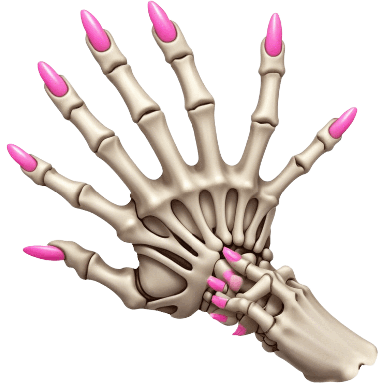 skeleton hand with long pink nails emoji