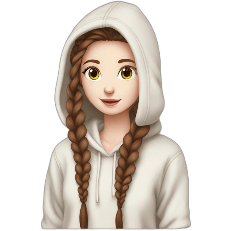 pale skin and long braid marron hair and huzlenuts eyes girl hoodie emoji