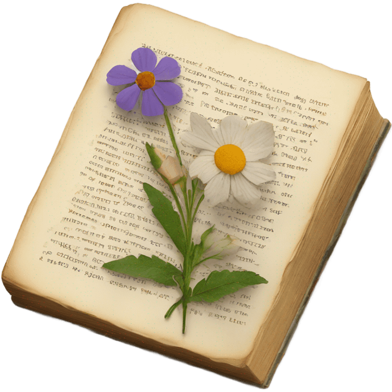 book with some pressed flowers on the pages realistic flowers pressing emoji