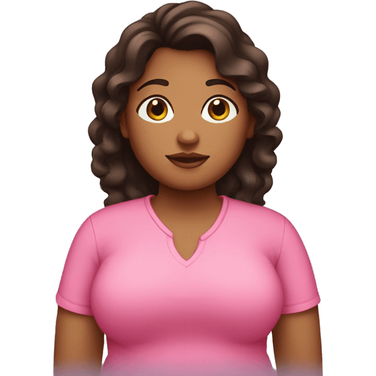 fat brown girl with dark brown hair and a pink shirt emoji