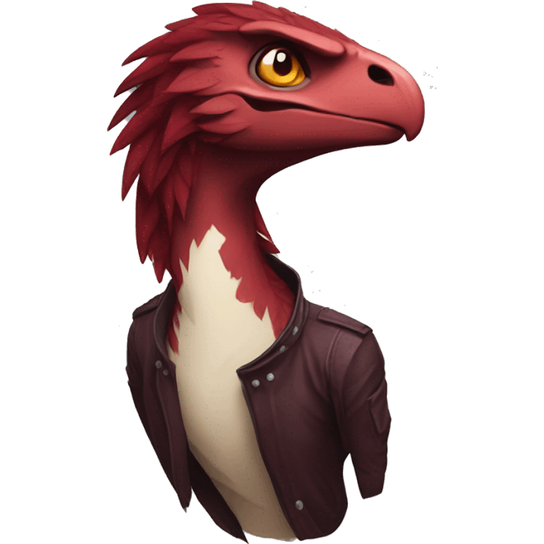 Cool edgy Maroon-colored raptor with red mane emoji