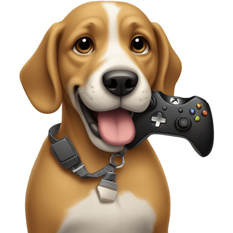 Dog holding a Xbox controller emoji