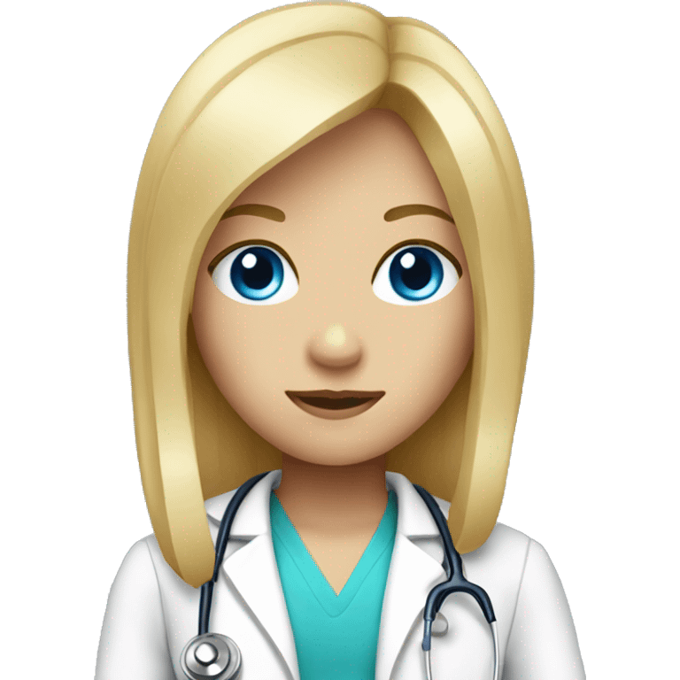 Doctor with long blonde hair and bangs blue eyes emoji