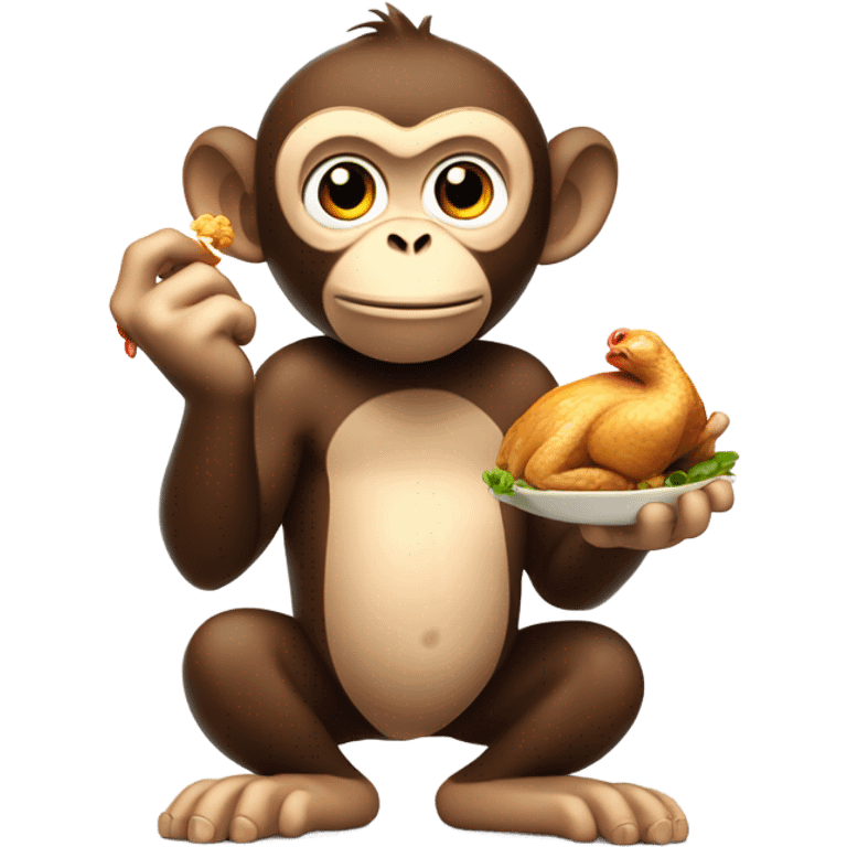 monkey eating chicken emoji