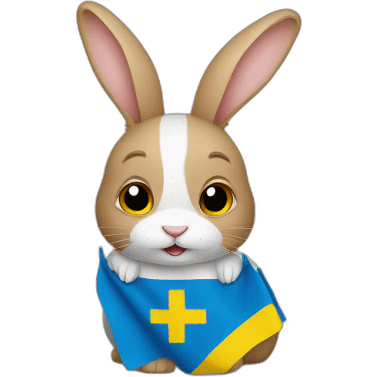 rabbit in a Ukrainian flag emoji