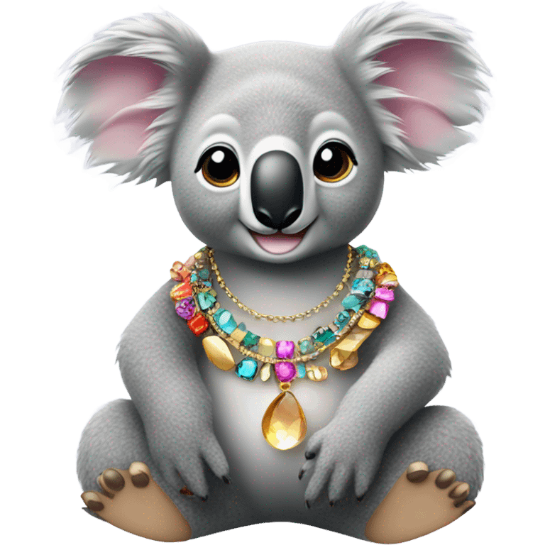 A koala wearing a shell necklace and lots of jewellery  emoji