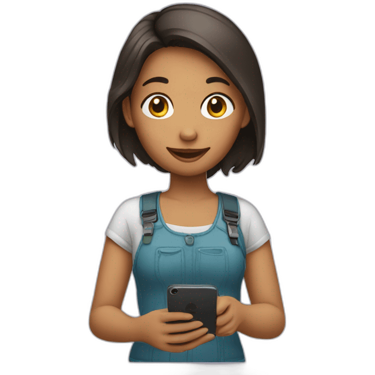 A girl with mobile emoji