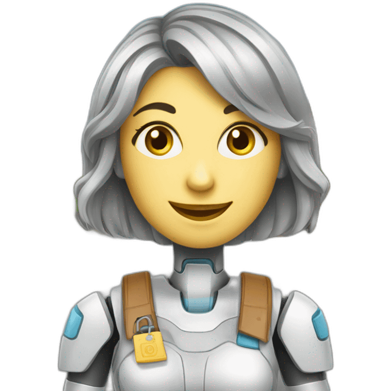 a friendly and warm  female robot who works as customer support agent in a bavarian town emoji