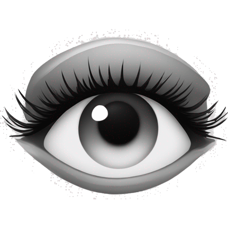 black and white eye with eyelashes simple without shading and crease lines emoji