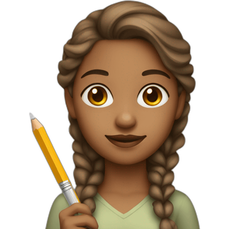 Light brown skin girl with pencil emoji