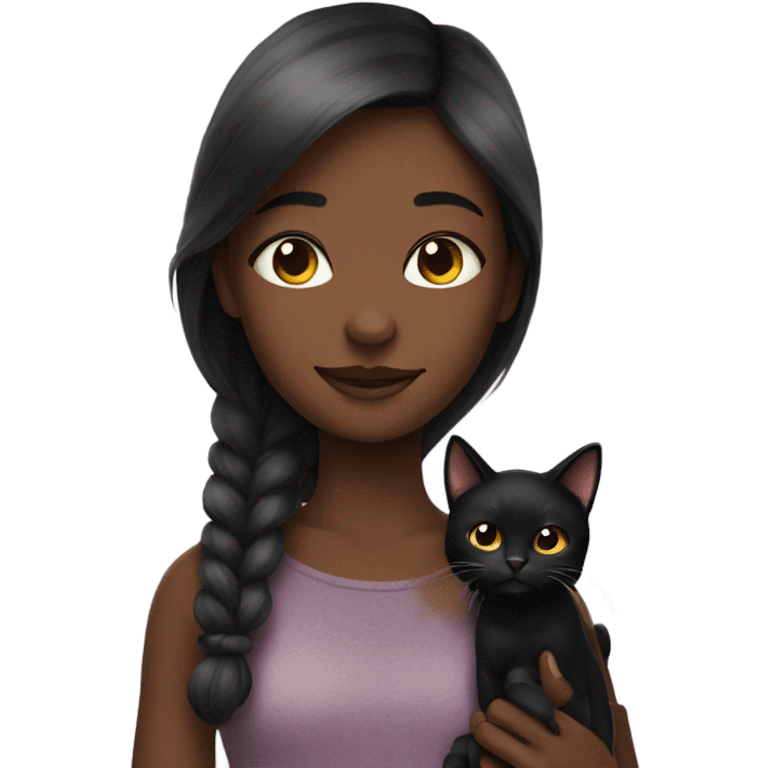 Girl and black cat  emoji