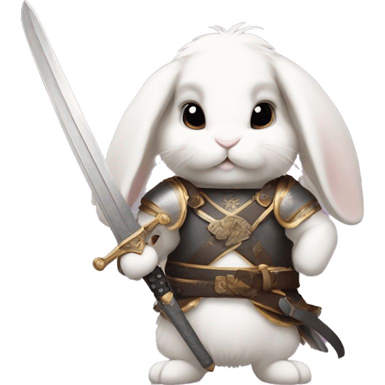 Lop bunny with a sword emoji