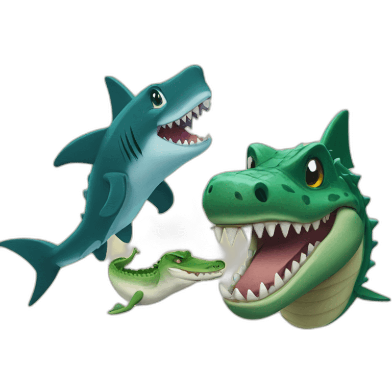 Sharkie and crocodile emoji