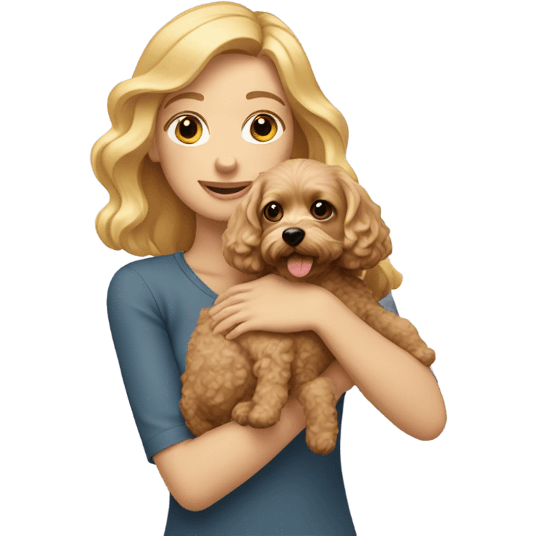 Blonde girl with cavapoo emoji