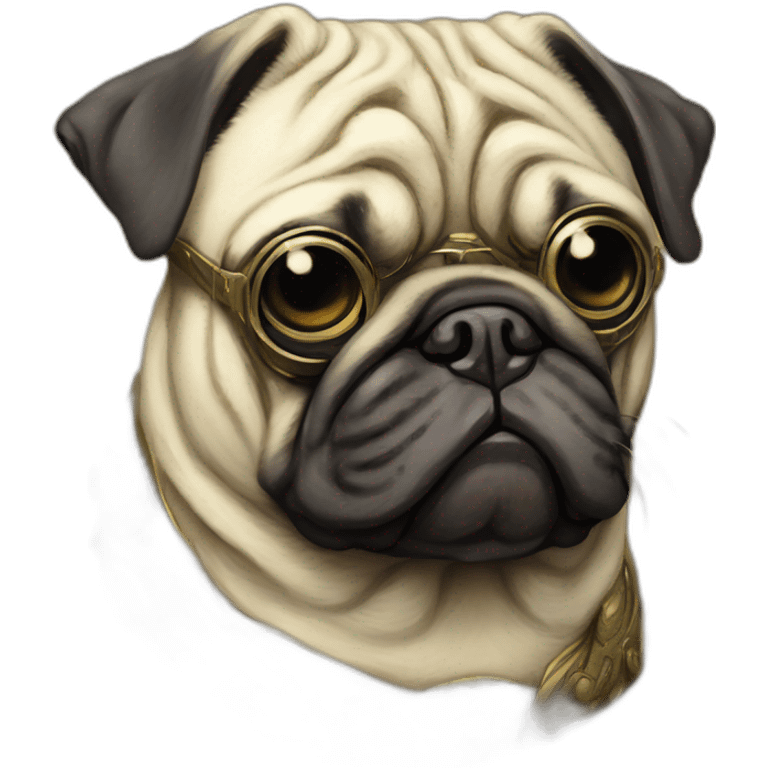 A cyberpunk pug in Art Nouveau style during 1910 emoji