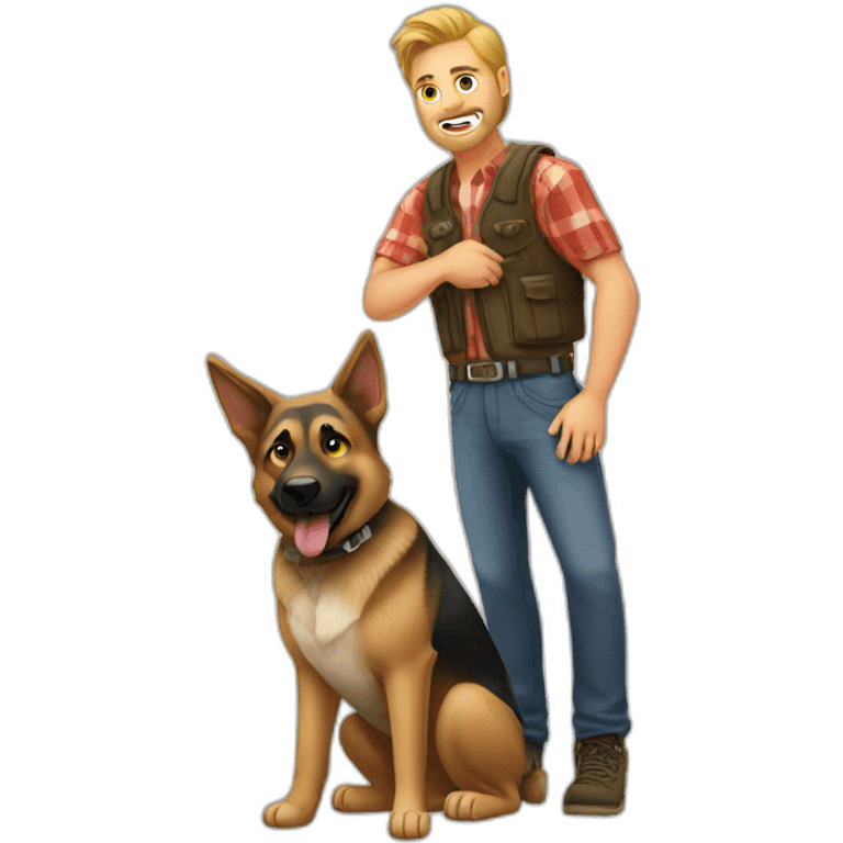 Redneck imbecile with his German Shepherd emoji