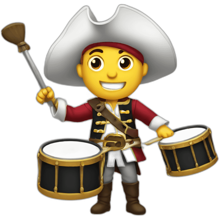 clean shaven white pirate playing drums emoji