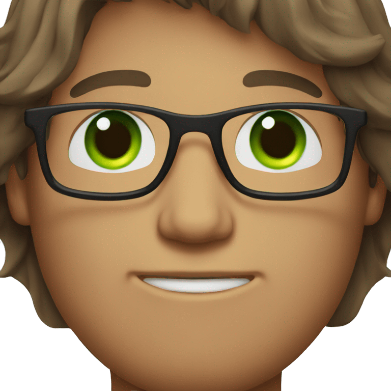 medium brown hair guy with glasses and green eye emoji