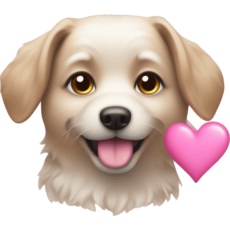 Dog with pink heart emoji