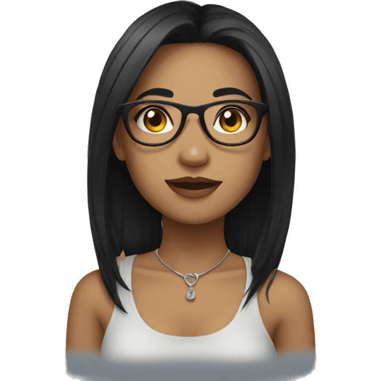 girl with piercings and black hair glasses emoji