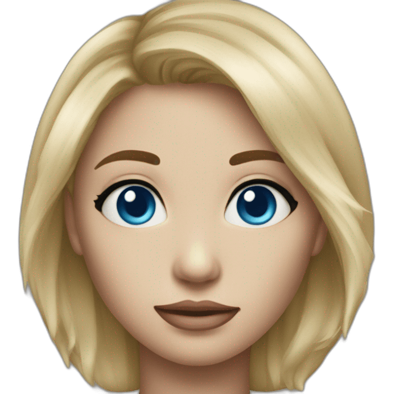 Fill blonde au yeux bleu avec un visage un peu rond emoji