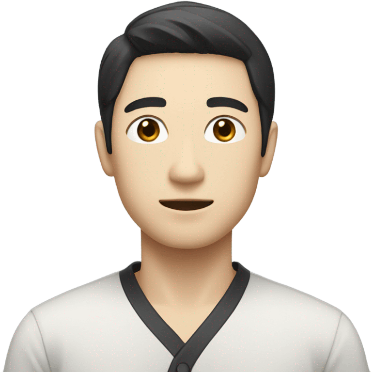 man from japan with white skin and black hair, wear casual shirt  emoji