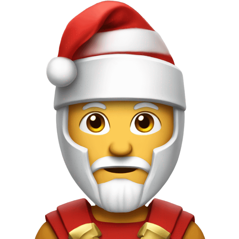 white spartan male wearing red santa hat emoji