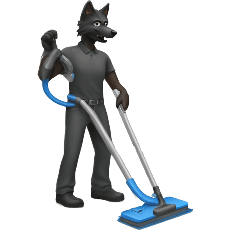 Black wolf vacuuming emoji