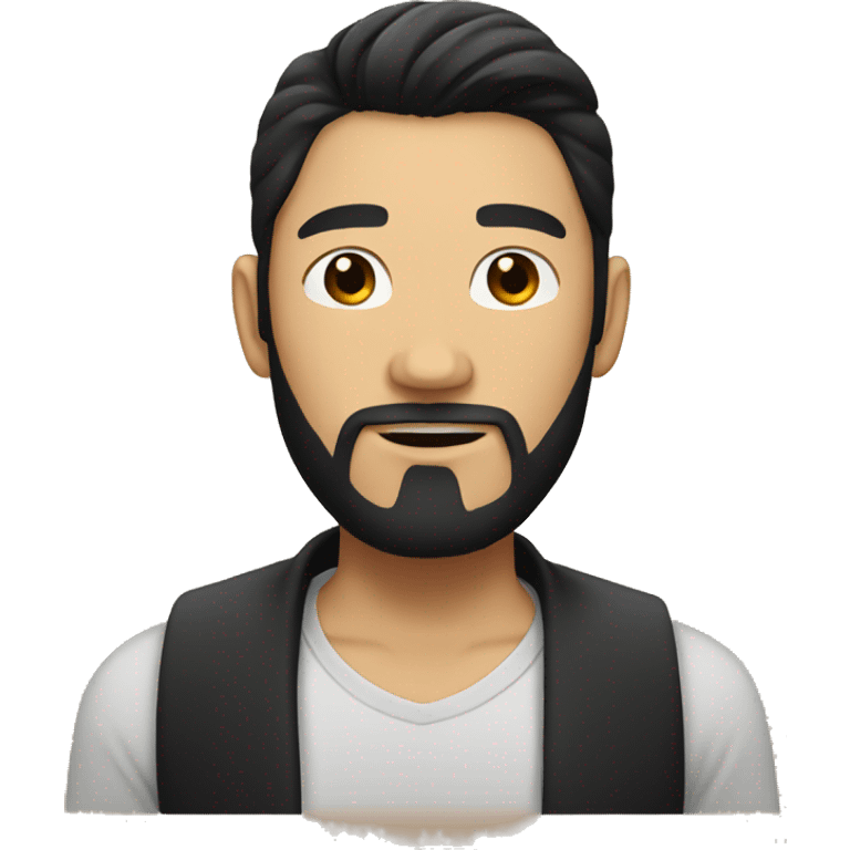 Asian Guy with long black hair and black beard emoji