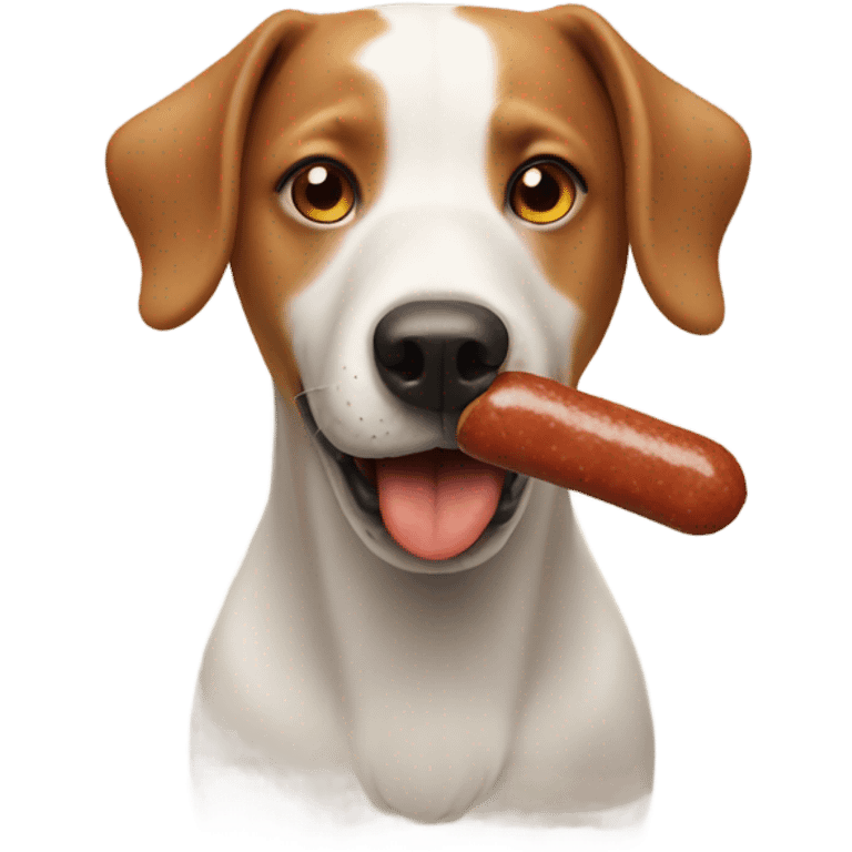 Dog eating sausage  emoji