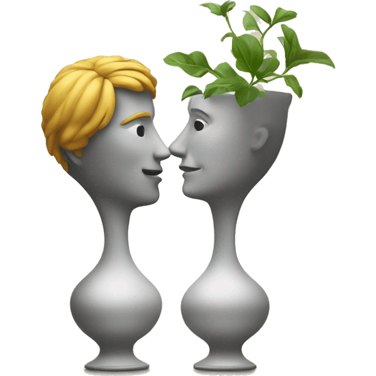 Two faces in profile creating a vase in the space between them, a classic optical illusion. emoji