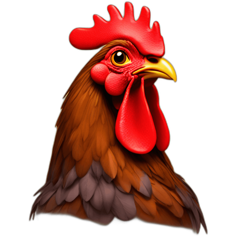 coq rouge sur fond jaune emoji