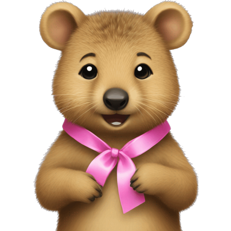 Quokka with a pink ribbon emoji