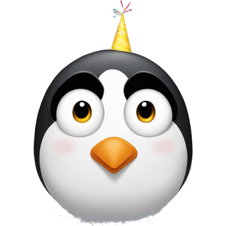 Combine penguin with birthday party face emoji