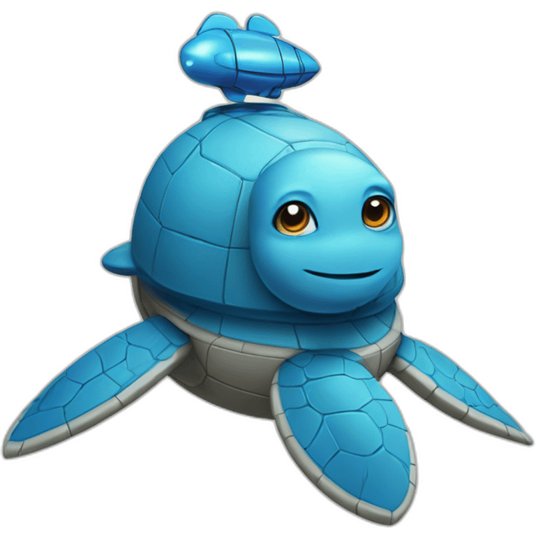 Blue turtle on a rocketship emoji