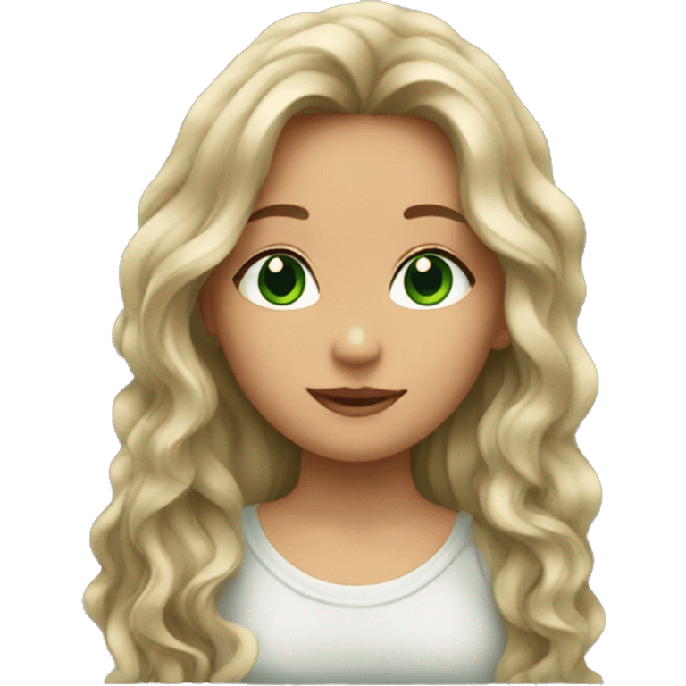 Girl with green eyes and long wavy hair emoji