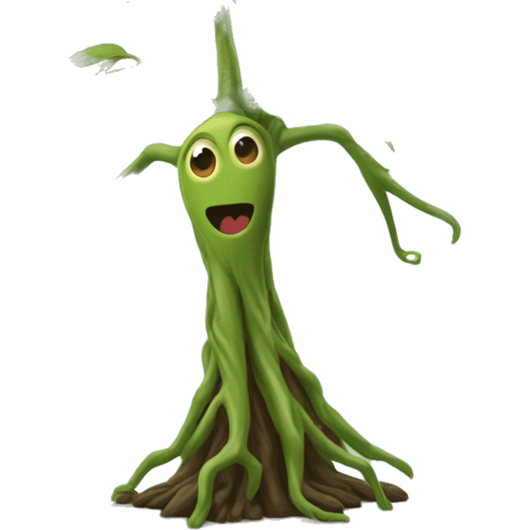 bowtruckle: Small, tree-guardian creatures resembling sticks with eyes, known for their attachment to particular trees and wood. emoji